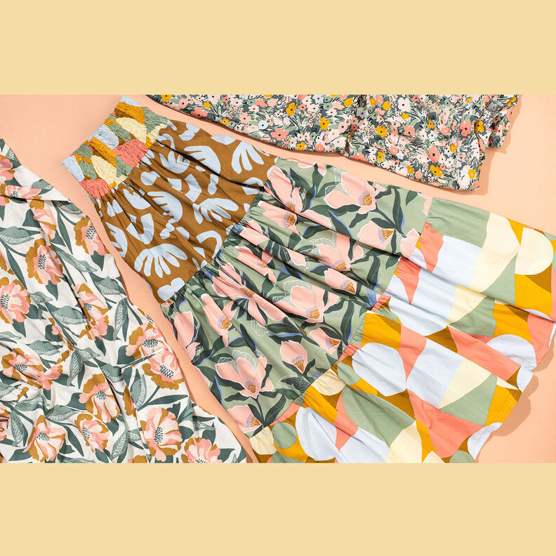 Popelina de algodão Formas abstratas | Nerida Hansen – oliva/lagosta,  image number 5