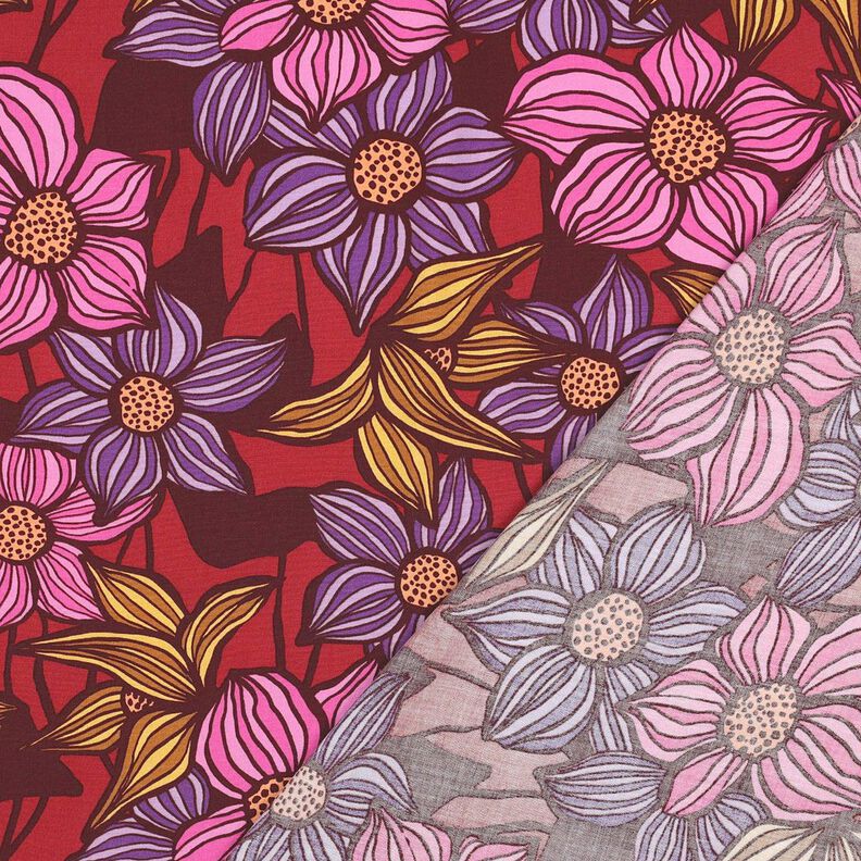 LENZING&trade; EcoVero&trade; Tecido de viscose Flores | Poppy Fabrics &ndash; merlot/damasco,  image number 4