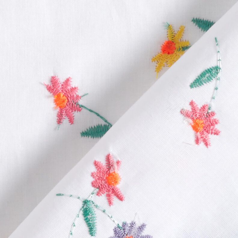 Cambraia fina de algodão Flores bordadas | Poppy Fabrics – branco/laranja vivo,  image number 4