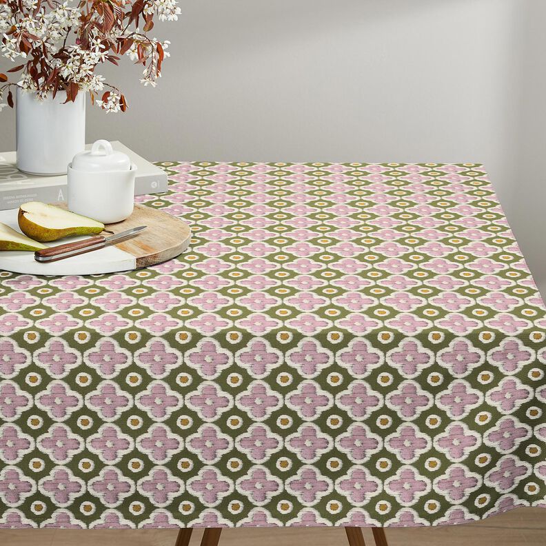 Tecido para decoração Lona Look bordado – verde-pinheiro/rosa-velho claro,  image number 7