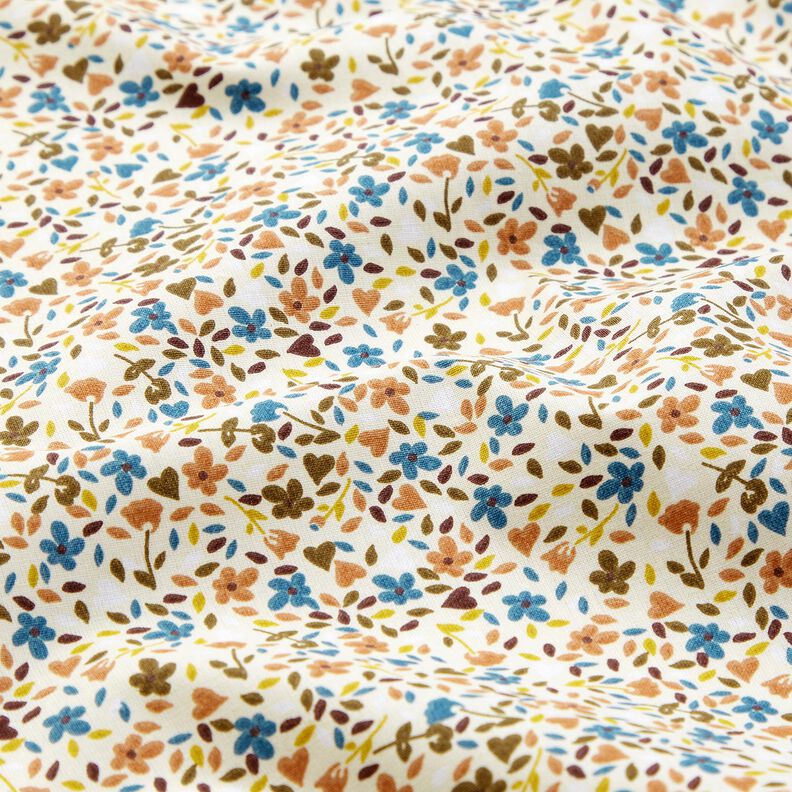 Tecido de algodão Cretone Flores espalhadas – bege claro/castanho claro,  image number 2