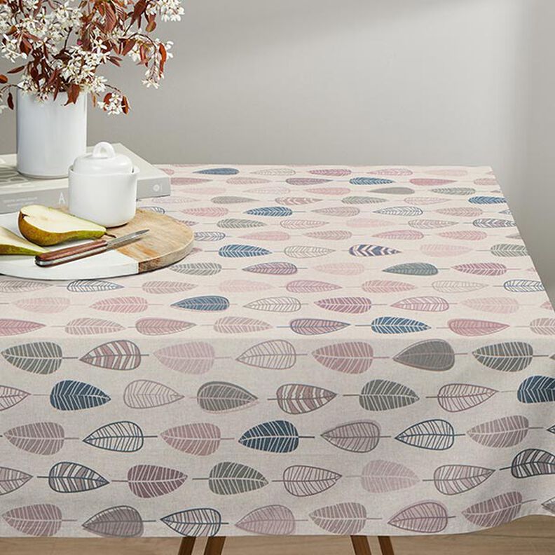 Tecido para decoração Meio linho Panamá Folhas Retro – rosa-velho claro/natural,  image number 8