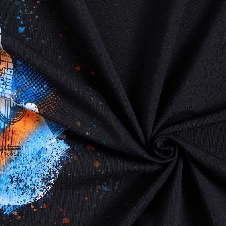 Jersey de algodão Barra Guitarra | Glitzerpüppi – preto/laranja,  image number 3