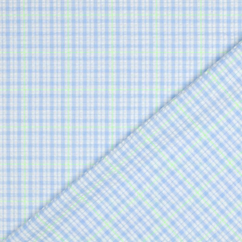 Anarruga Mistura de algodão Xadrez – azul claro/verde néon,  image number 4