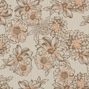 Musselina/ Tecido plissado duplo Flores de verão – taupe claro/castanho médio, 