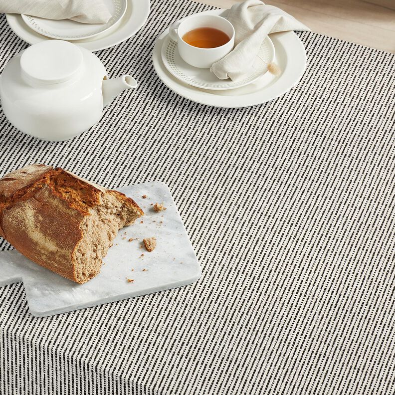 Tecido para decoração Jacquard Listras rústicas – preto/natural,  image number 5