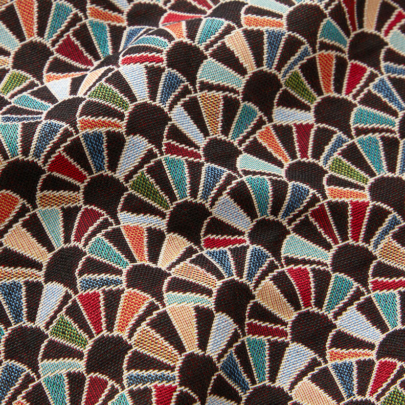 Tecido para decoração Gobelina Leques Retro – preto/carmin,  image number 2