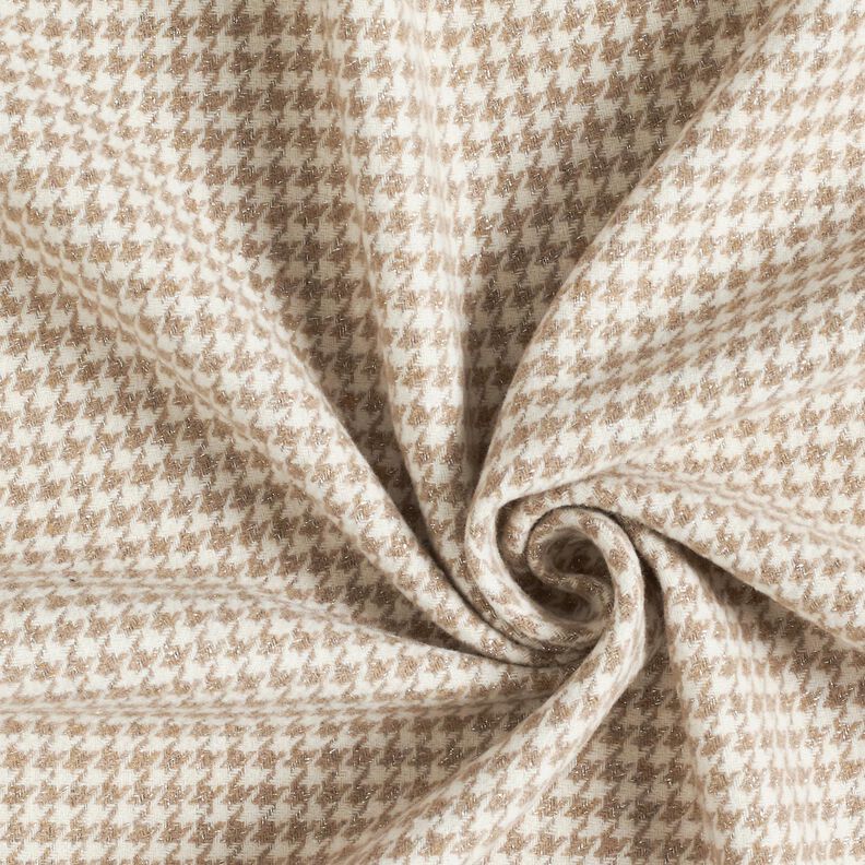 Tecido para sobretudos Mistura de lã Pied-de-poule brilhante – mocca/branco sujo,  image number 3