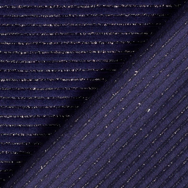 Tecido aveludado Nicki Riscas brilho – azul-marinho/prata metálica,  image number 4
