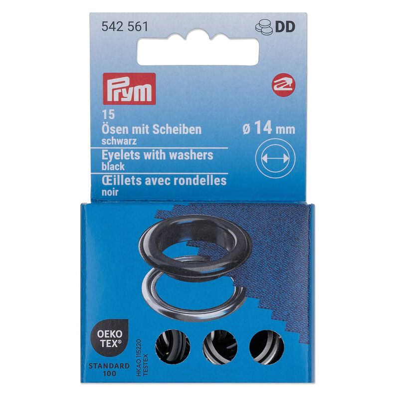 Ilhós com anilhas [15 peças | Ø 14 mm] | Prym – preto/prata metálica,  image number 1