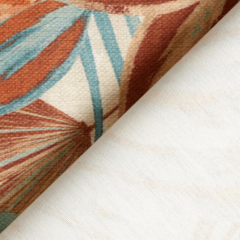 Tecido para exteriores Lona Folhas grandes – natural/terracota,  image number 4