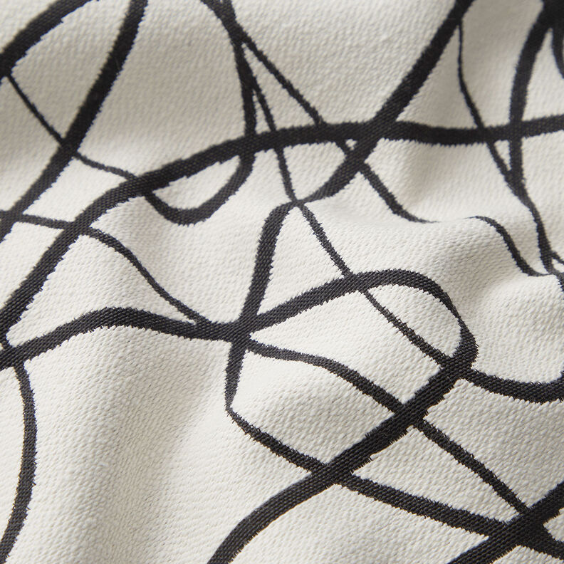 Tecido para decoração Jacquard Linhas abstratas – marfim/preto,  image number 2