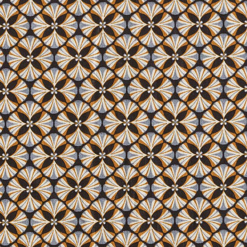 Tecido de algodão Cretone Azulejos floridos – preto/taupe claro,  image number 1