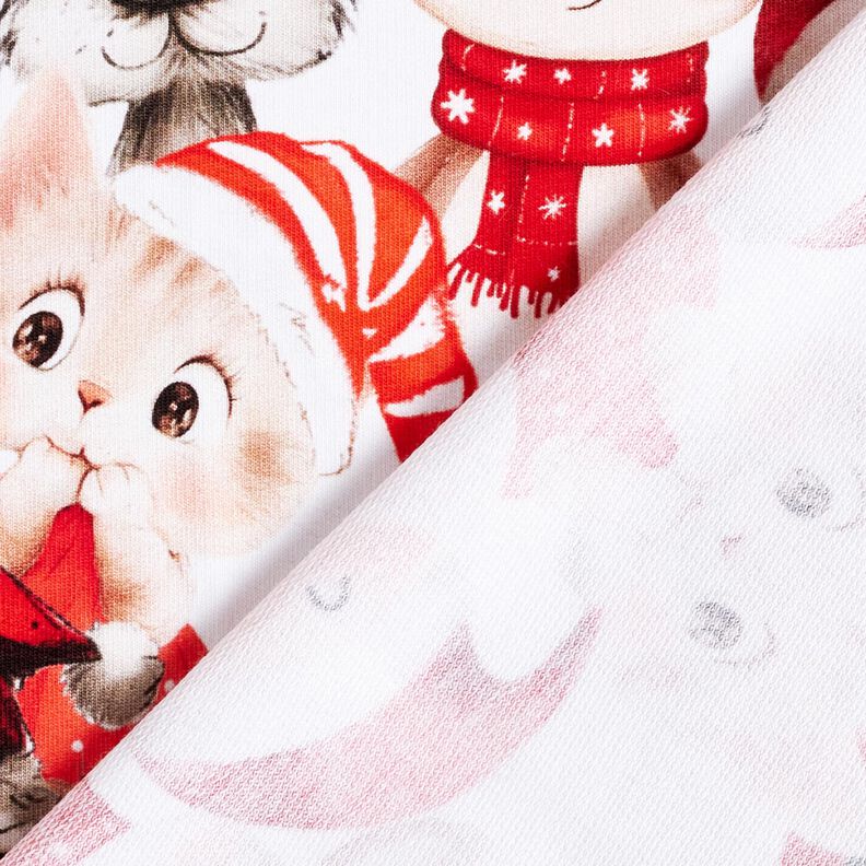 French Terry Sweat de verão Animais em trajes de Natal Impressão Digital – branco/cor de malagueta,  image number 4