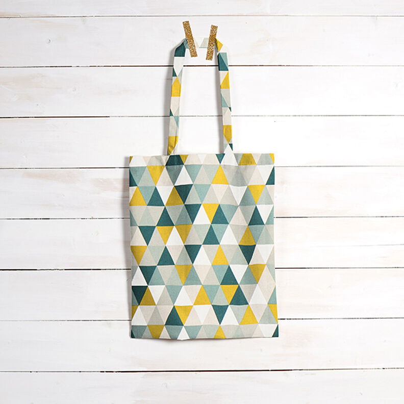 Tecido para decoração Meio linho Panamá Triângulos – verde,  image number 6