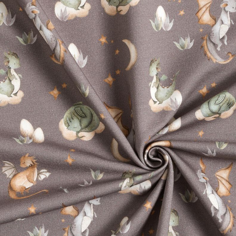 French Terry Sweat de verão Dragões fofos Impressão Digital – taupe escuro,  image number 3