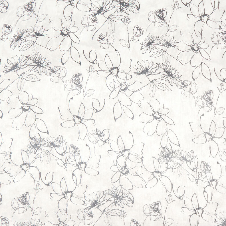 Mistura de viscose Brilho metálico Desenho floral – branco/preto,  image number 1