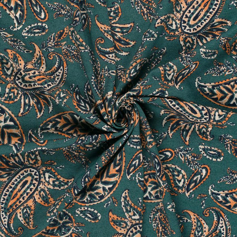Jersey Romanit Paisley – pinheiro azul/laranja-pêssego,  image number 3