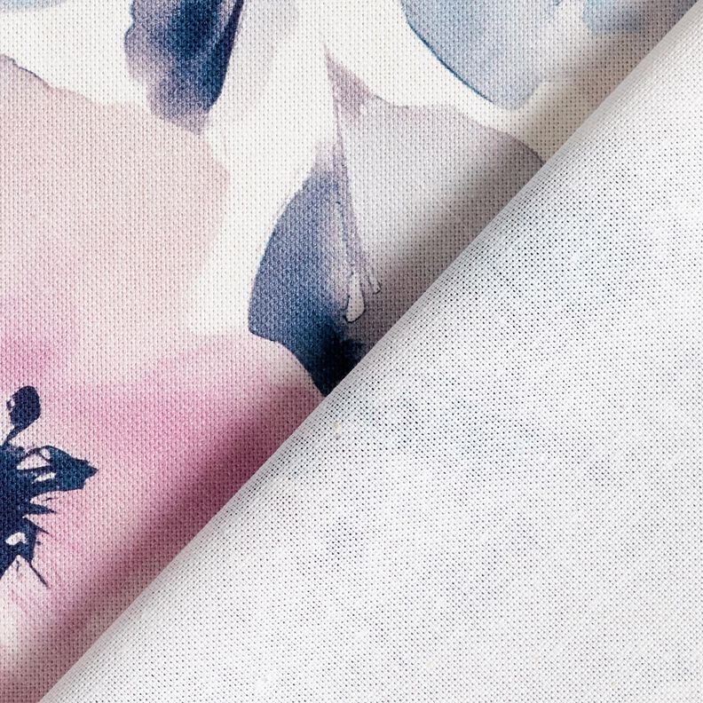 Tecido para decoração Meio linho Panamá Flores em aguarela grandes – branco/púrpura média,  image number 4