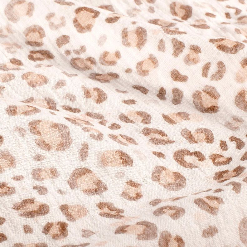 Musselina/ Tecido plissado duplo Aguarela Leo Impressão Digital – marfim,  image number 2