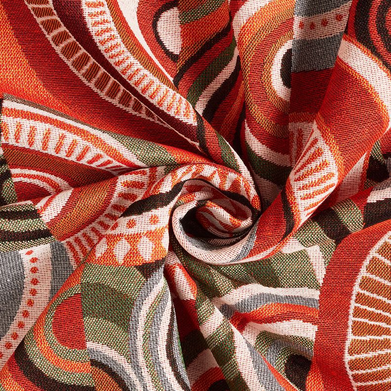 Tecido para decoração Gobelina Semicírculos abstratos – terracota/verde,  image number 3
