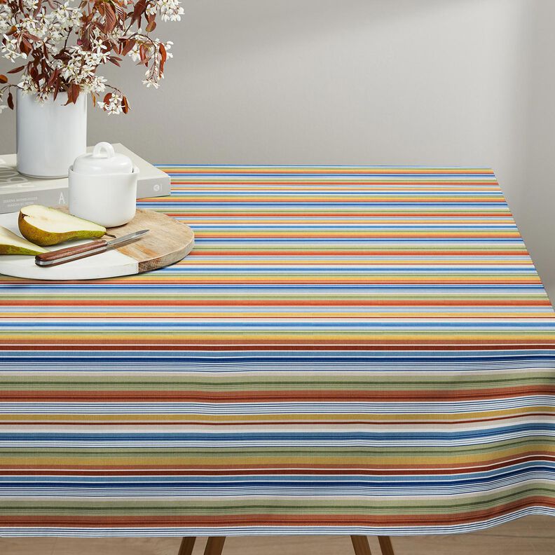 Tecido para toalhas de mesa Riscas finas – branco/azul,  image number 7