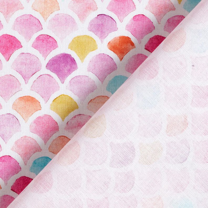 Popelina de algodão Sereia Escamas Impressão Digital – branco/púrpura,  image number 4