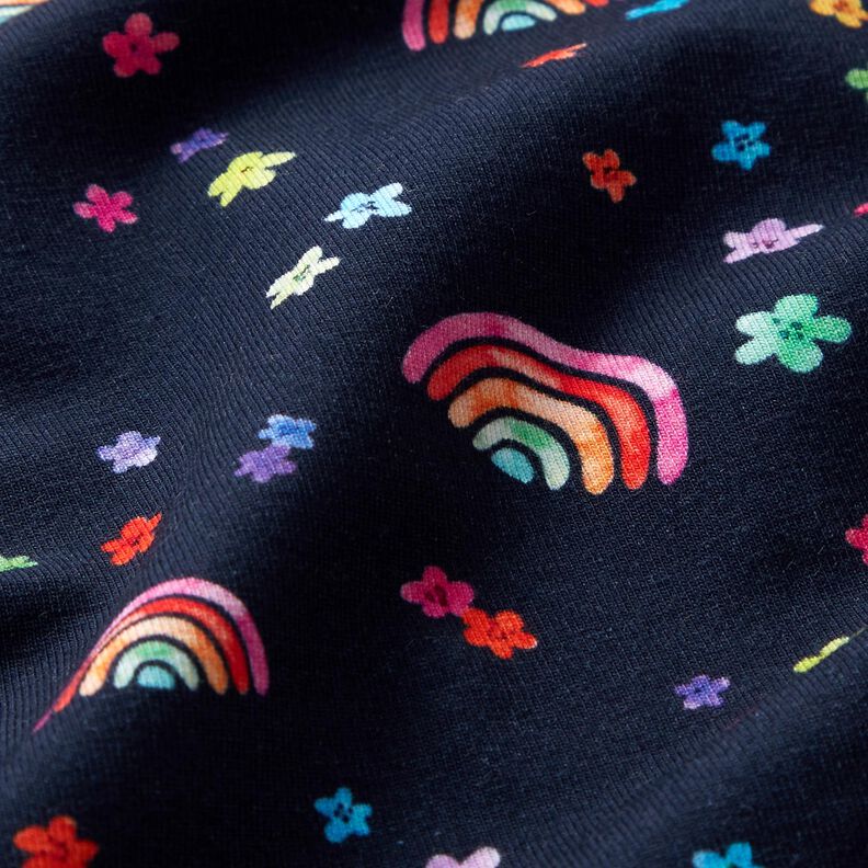Jersey de algodão Flores coloridas e arco-íris Impressão Digital – azul-noite/mistura de cores,  image number 2