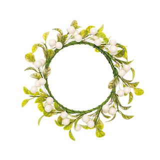 Coroa de flores Decoração com Bagas [Ø 9 cm/ 16 cm] – branco/verde, 