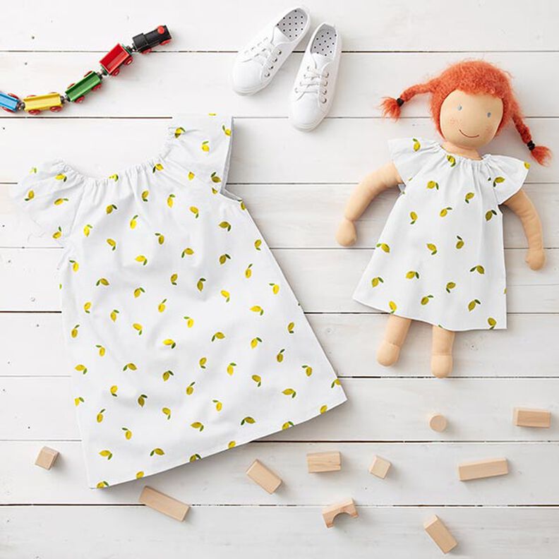 Popelina de algodão Limões – branco,  image number 5