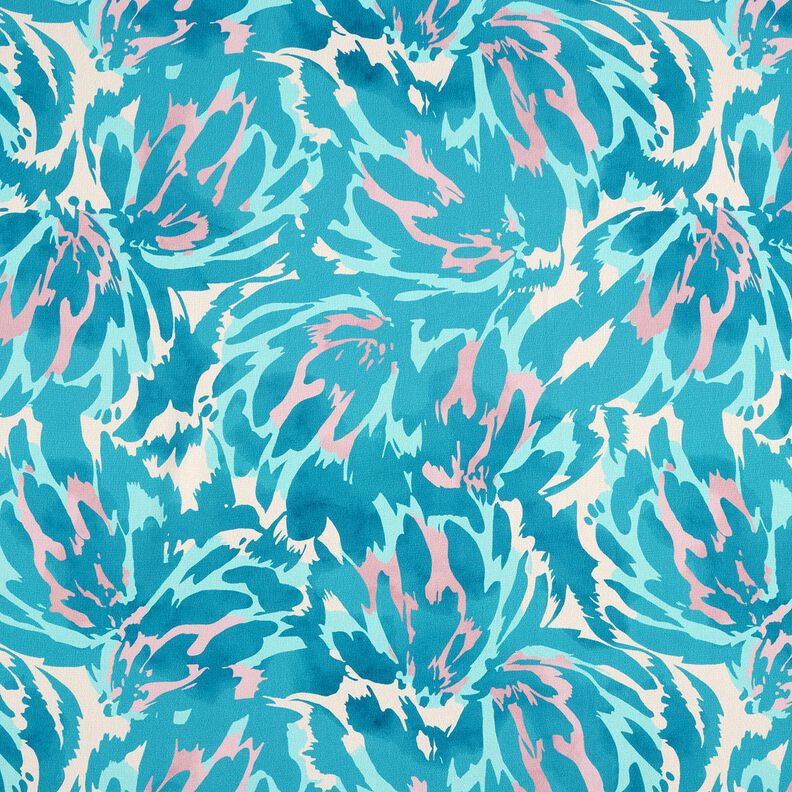 Pétalas abstratas em crepe acetinado – turquesa/creme,  image number 1