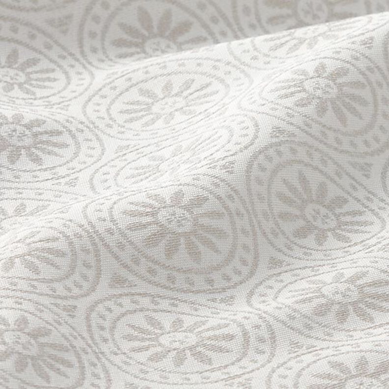 Tecido para exteriores jacquard Ornamentos círculos – cinzento claro/branco sujo,  image number 2