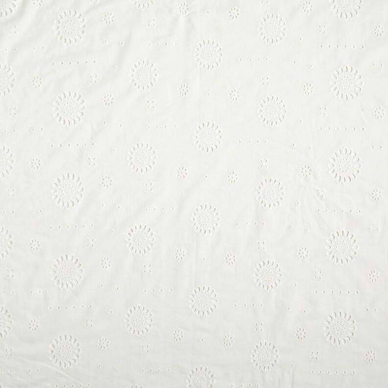 Tecido de algodão Bordado inglês Flores – branco,  image number 1