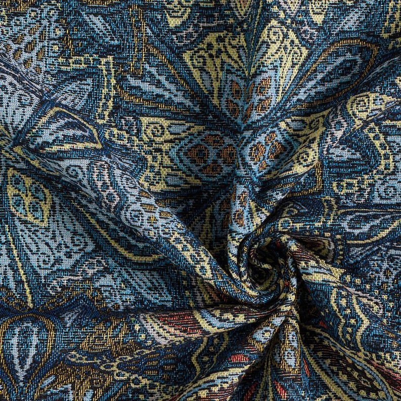 Tecido para decoração Gobelina Flores Mandala – preto/azul,  image number 3