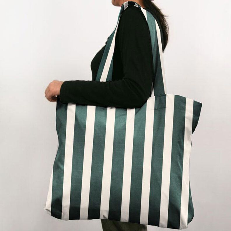 Tecido para exteriores Acrisol Listado – branco sujo/verde escuro,  image number 6