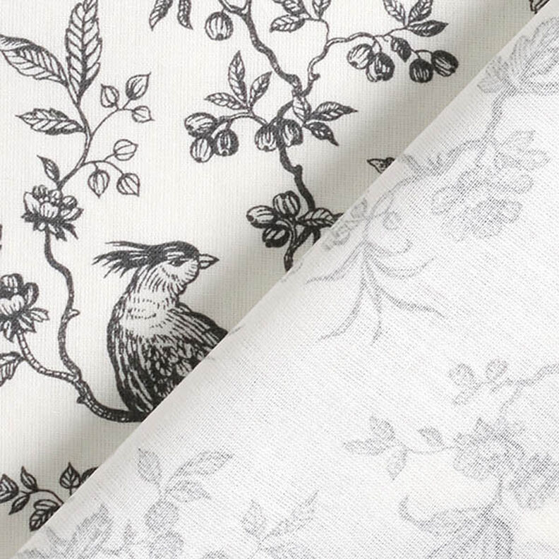 Tecido de algodão Cretone Pássaros – cinza ardósia/branco sujo,  image number 4