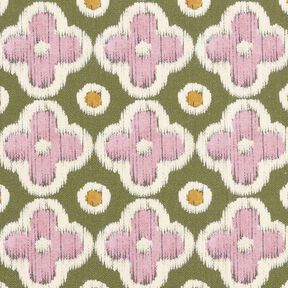 Tecido para decoração Lona Look bordado – verde-pinheiro/rosa-velho claro, 