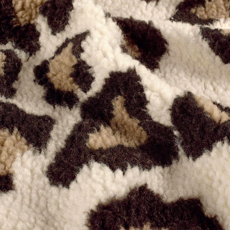 Sherpa Pelúcia Teddy Padrão Leo – amêndoa/preto,  image number 2