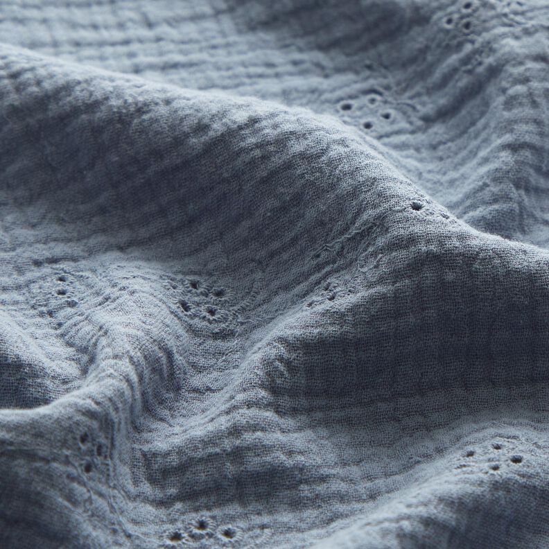 Musselina/ Tecido plissado duplo Bordado inglês Gavinhas florais – cinza claro,  image number 2