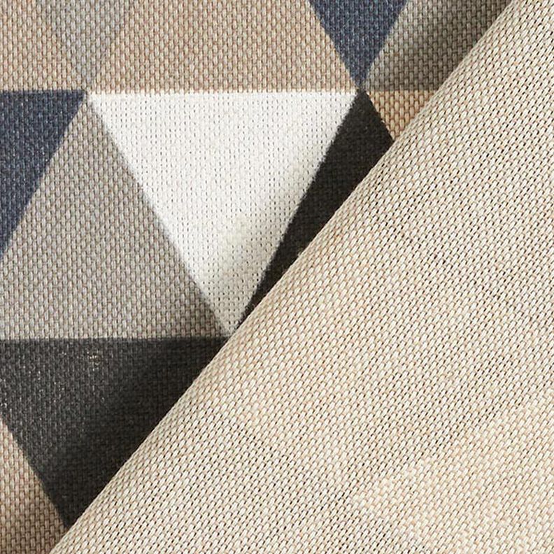 Tecido para decoração Meio linho Panamá Triângulos – beige/cinzento,  image number 4