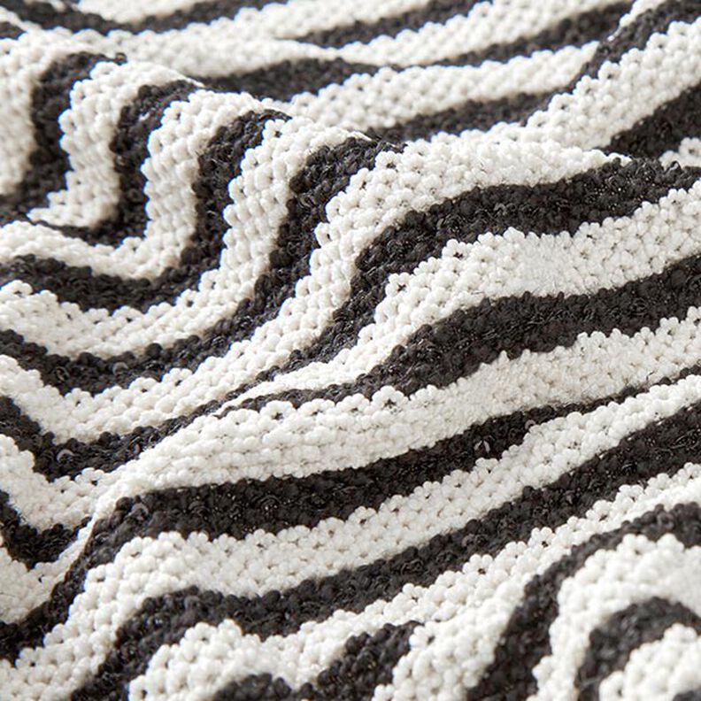 Tecido de malha Riscas brilhantes com lantejoulas – branco sujo/preto,  image number 2