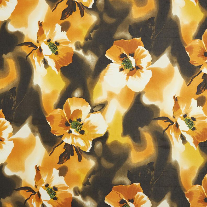 Chiffon Flores em aguarela – branco/amarelo-caril,  image number 1