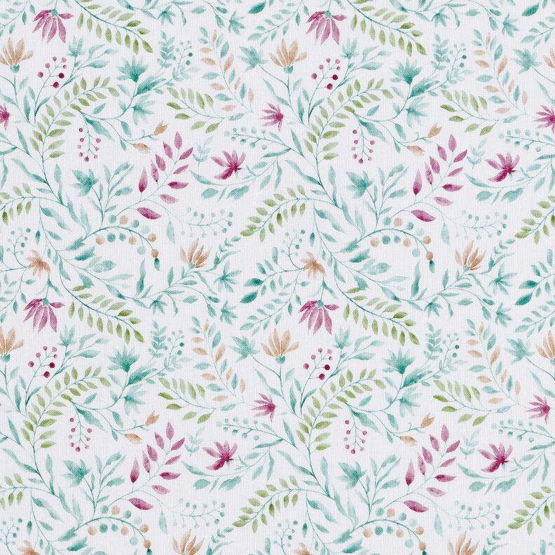 Popelina de algodão Sonho de flores Impressão Digital – branco/eucalipto,  image number 1