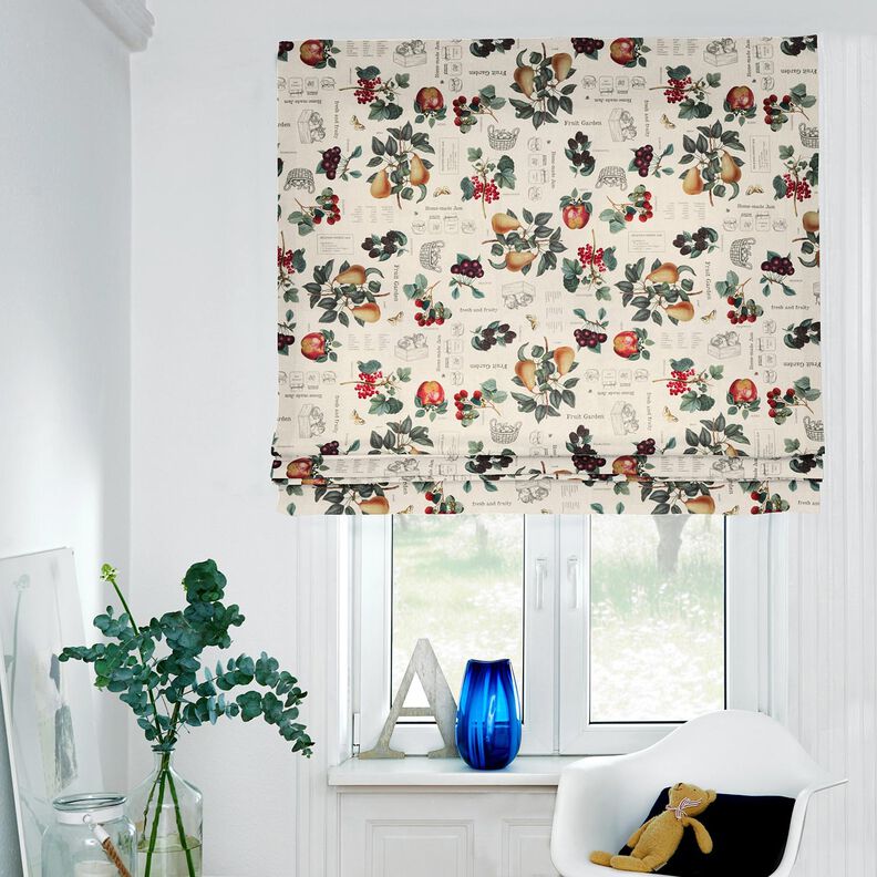 Tecido para decoração Meio linho Panamá Tipos de frutas – natural/verde escuro,  image number 7