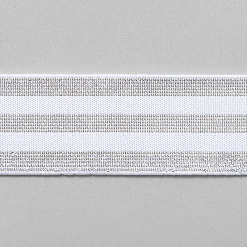 Elástico às riscas [40 mm] – branco/prateado,  image number 1