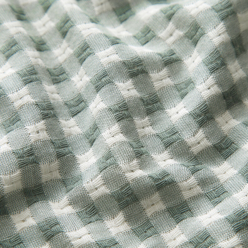 Tecido de algodão Textura xadrez – branco/verde amarelado,  image number 2