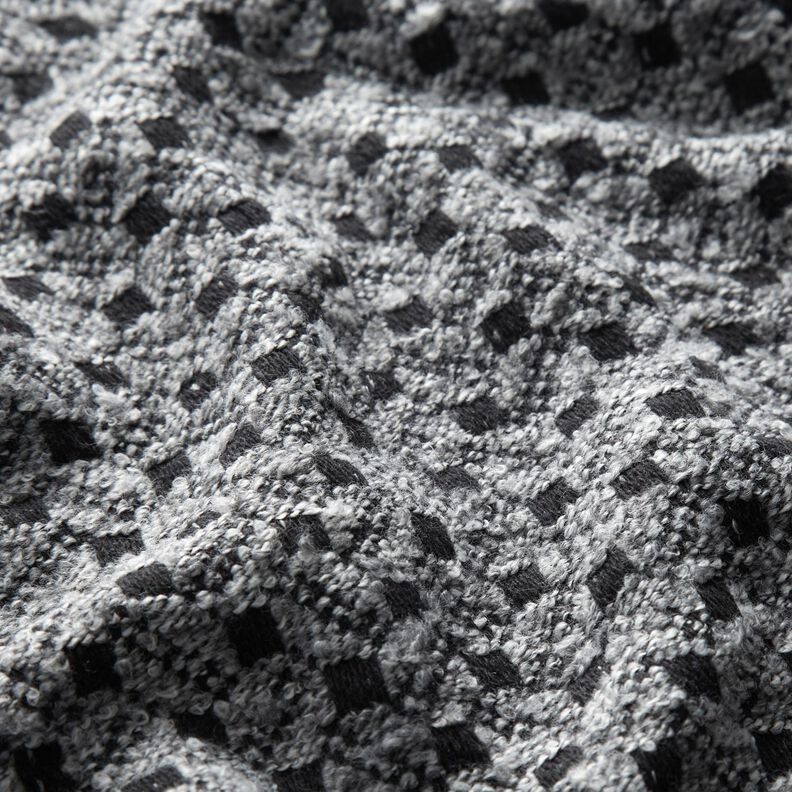 Tecido para sobretudos caixinhas – cinzento claro/preto,  image number 2