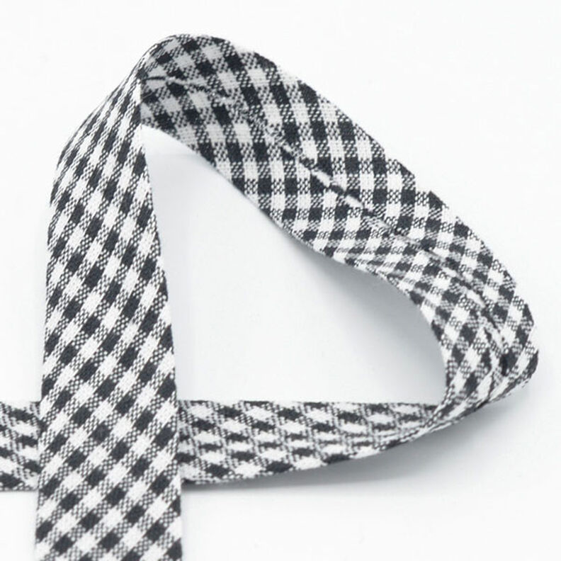 Fita de viés Xadrez Vichy [20 mm] – preto,  image number 1