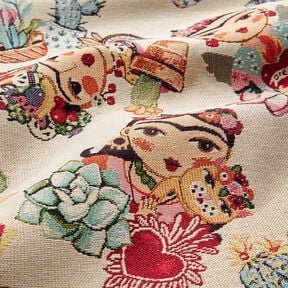 Tecido para decora&ccedil;&atilde;o Gobelina Mulheres artistas &ndash; bege claro/vermelho, 