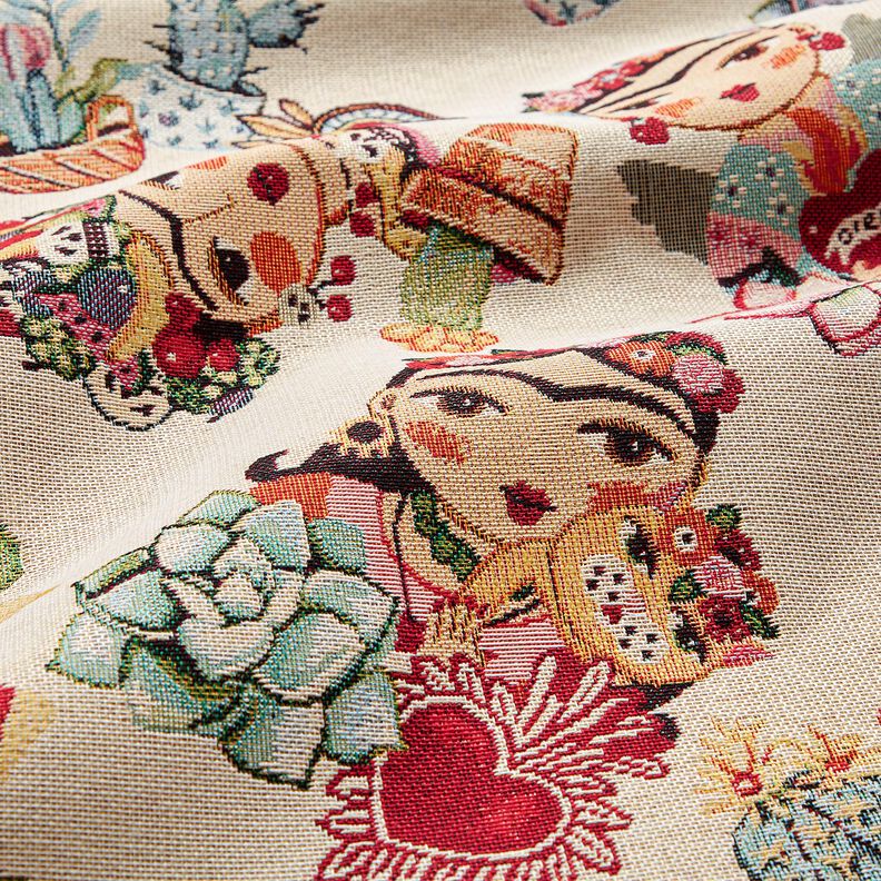 Tecido para decora&ccedil;&atilde;o Gobelina Mulheres artistas &ndash; bege claro/vermelho,  image number 2